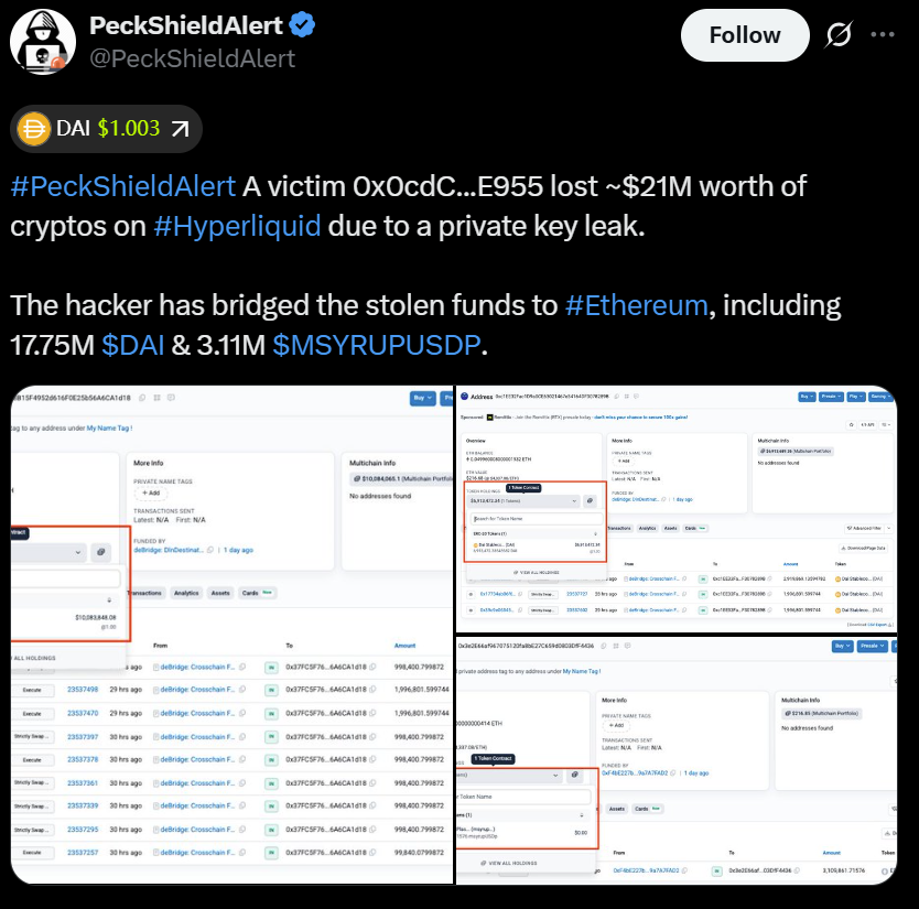 Hyperliquid Trader Loses $21M in Private Key Exploit – Bài học đắt giá về bảo mật tiền mã hóa