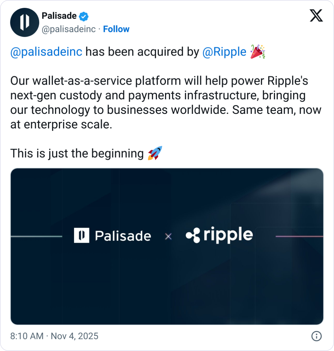 Ripple Mua Lại Palisade để Tăng Cường Dịch Vụ Crypto Dành Cho Tổ Chức