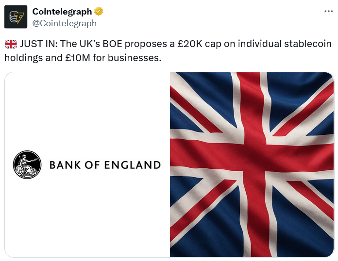 BOE Governor Says Weak Stablecoin Rules Could Risk Stability – Rủi ro tiềm ẩn từ khung pháp lý lỏng lẻo cho stablecoin