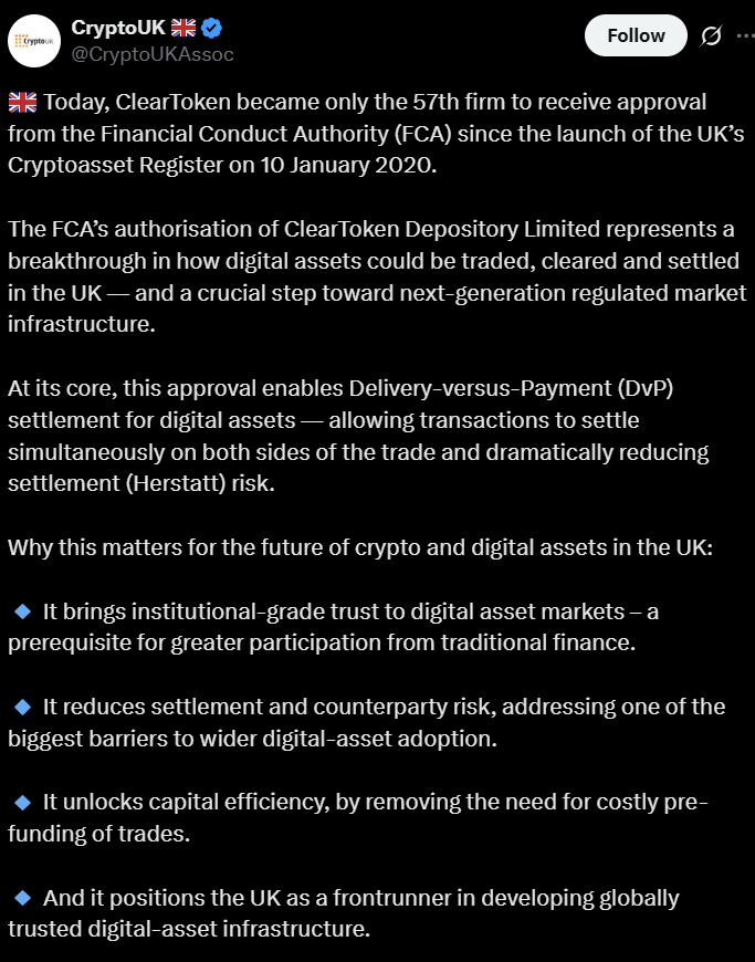 ClearToken Nhận Phê Duyệt Từ FCA Cho Hệ Thống Thanh Toán Tiền Mã Hóa