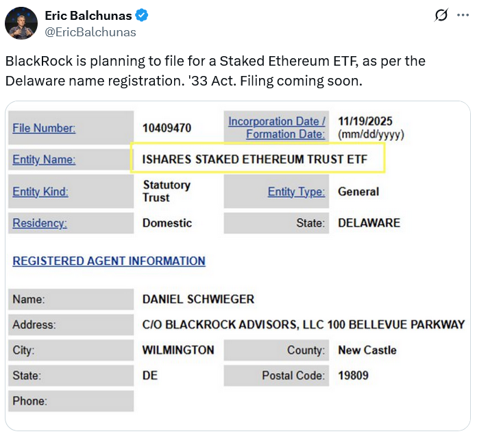 BlackRock Đăng Ký Quỹ Tín Thác Cho ETF ETH Staking – Bước Tiến Mới Trên Con Đường Phê Duyệt ETF Ethereum