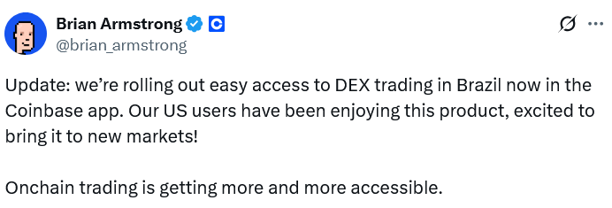 Coinbase Mở Rộng Nền Tảng Giao Dịch DEX Tại Brazil – Cơ Hội Mới Cho Nhà Đầu Tư Crypto