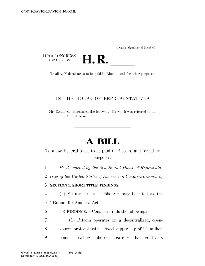 Congressman Warren Davidson Giới Thiệu Đạo Luật “Bitcoin for America” – Bước Tiến Lớn Cho Tiền Mã Hóa Tại Mỹ