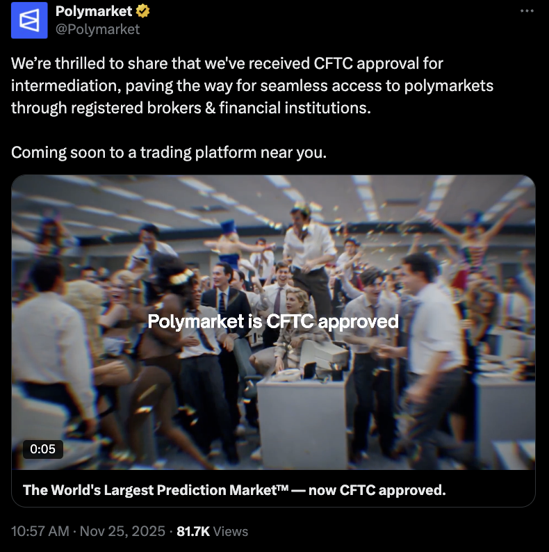 US CFTC Cấp Phê Duyệt Pháp Lý Cho Polymarket – Bước Tiến Lớn Cho Thị Trường Dự Đoán