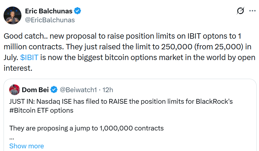Nasdaq Đề Xuất Tăng Giới Hạn Quyền Chọn cho Quỹ iShares Bitcoin Trust của BlackRock